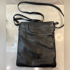 Margot Crossbody Bag Black Soft Leather Messenger Purse Retro Adjustable Strap